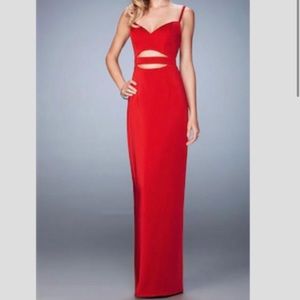 Red La Femme Straight Gown